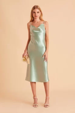 Lisa Shiny Satin Midi Dress - Sage 13 Lisa Shiny Satin Midi Dress - Sage -US Skirt Sales 2024 BIRDY GREY LISA MIDI BRIDESMAID DRESS SAGE 03