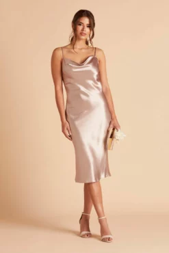 Lisa Shiny Satin Midi Dress - Taupe -US Skirt Sales 2024 BIRDY GREY LISA MIDI BRIDESMAID DRESS TAUPE 03 scaled
