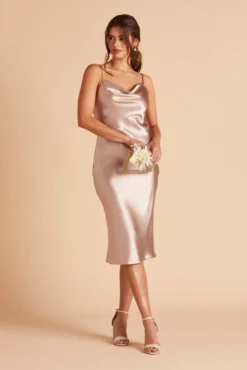 Lisa Shiny Satin Midi Dress - Taupe -US Skirt Sales 2024 BIRDY GREY LISA MIDI BRIDESMAID DRESS TAUPE 04 scaled