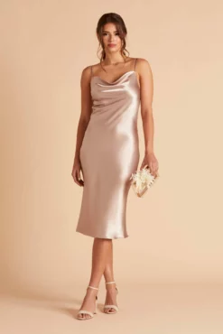 Lisa Shiny Satin Midi Dress - Taupe -US Skirt Sales 2024 BIRDY GREY LISA MIDI BRIDESMAID DRESS TAUPE 05 scaled