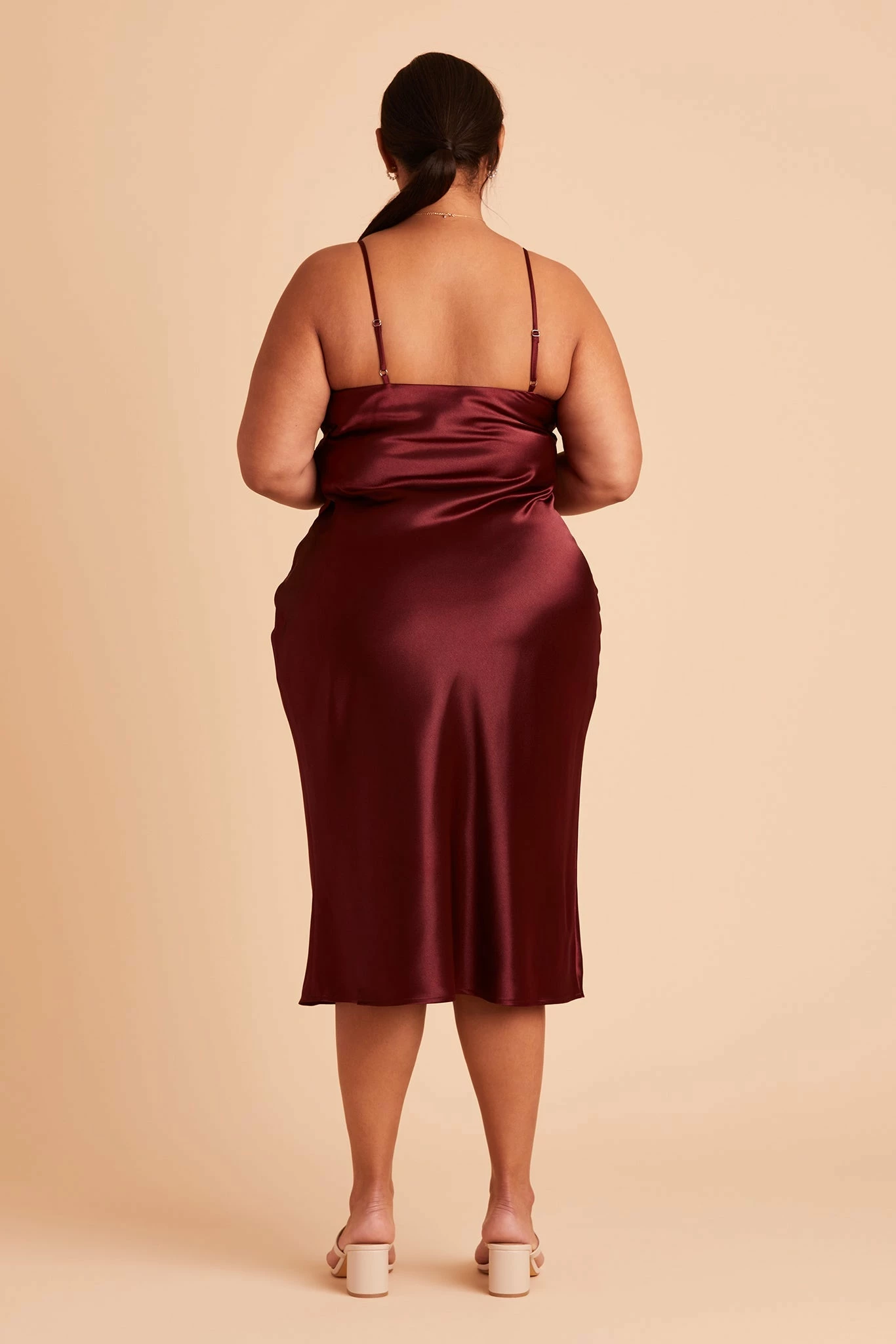 Lisa Shiny Satin Midi Dress - Cabernet - Image 12