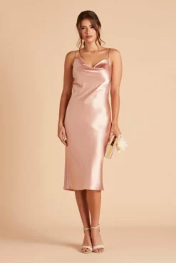 Lisa Shiny Satin Midi Dress - Rose Gold -US Skirt Sales 2024 BIRDY GREY LISA SATIN MIDI BRIDESMAID DRESS ROSE GOLD 04 scaled