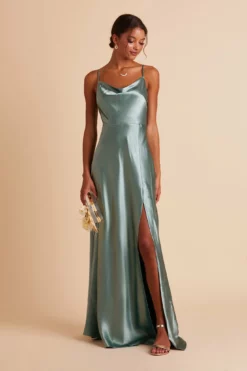 Lisa Long Shiny Satin Dress - Sea Glass -US Skirt Sales 2024 BIRDY GREY LISA SLIT BRIDESMAID DRESS SEA GLASS 03 303112e1 90e3 4ee8 b6dc b74018cc4b5c