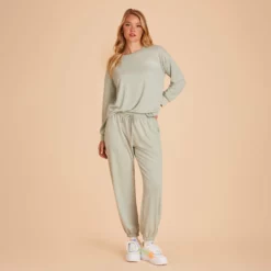 Crew Neck Sweatshirt - Sage -US Skirt Sales 2024 BIRDY GREY LOUNGEWEAR CREWNECK SAGE 01