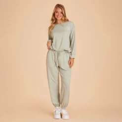 Crew Neck Sweatshirt - Sage -US Skirt Sales 2024 BIRDY GREY LOUNGEWEAR CREWNECK SAGE 02