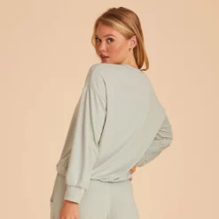 Crew Neck Sweatshirt - Sage -US Skirt Sales 2024 BIRDY GREY LOUNGEWEAR CREWNECK SAGE 04