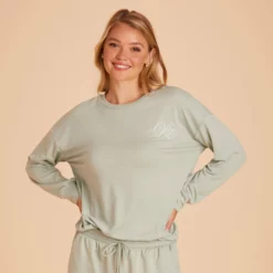Crew Neck Sweatshirt - Sage -US Skirt Sales 2024 BIRDY GREY LOUNGEWEAR CREWNECK SAGE 05