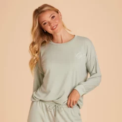 Crew Neck Sweatshirt - Sage -US Skirt Sales 2024 BIRDY GREY LOUNGEWEAR CREWNECK SAGE 07