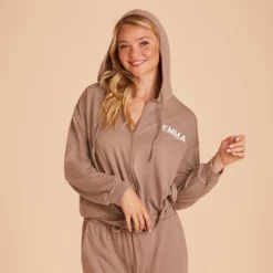 Zip Up Hoodie - Cocoa -US Skirt Sales 2024 BIRDY GREY LOUNGEWEAR HOODIE COCOA 05