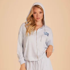 Zip Up Hoodie - Dusty Blue -US Skirt Sales 2024 BIRDY GREY LOUNGEWEAR HOODIE DUSTY BLUE 04
