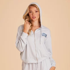 Zip Up Hoodie - Dusty Blue -US Skirt Sales 2024 BIRDY GREY LOUNGEWEAR HOODIE DUSTY BLUE 06