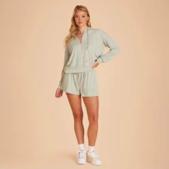 Zip Up Hoodie - Sage -US Skirt Sales 2024 BIRDY GREY LOUNGEWEAR HOODIE SAGE 01