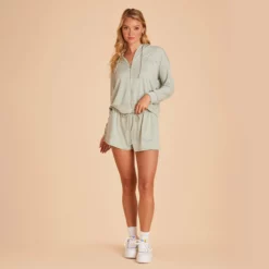 Zip Up Hoodie - Sage -US Skirt Sales 2024 BIRDY GREY LOUNGEWEAR HOODIE SAGE 02
