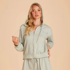 Zip Up Hoodie - Sage -US Skirt Sales 2024 BIRDY GREY LOUNGEWEAR HOODIE SAGE 04
