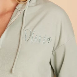 Zip Up Hoodie - Sage -US Skirt Sales 2024 BIRDY GREY LOUNGEWEAR HOODIE SAGE 06