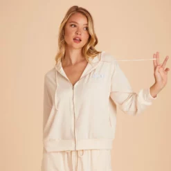 Zip Up Hoodie - Vanilla Cream -US Skirt Sales 2024 BIRDY GREY LOUNGEWEAR HOODIE VANILLA CREAM 05