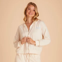 Zip Up Hoodie - Vanilla Cream -US Skirt Sales 2024 BIRDY GREY LOUNGEWEAR HOODIE VANILLA CREAM 06