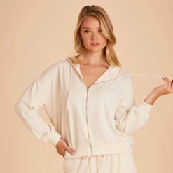 Zip Up Hoodie - Vanilla Cream -US Skirt Sales 2024 BIRDY GREY LOUNGEWEAR HOODIE VANILLA CREAM 07