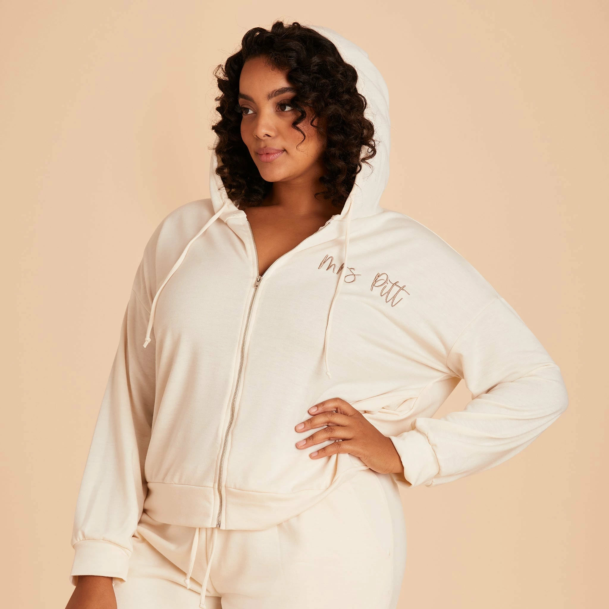 Zip Up Hoodie - Vanilla Cream - Image 2