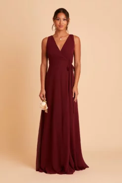 Minae Chiffon Dress - Cabernet -US Skirt Sales 2024 BIRDY GREY MINAE BRIDESMAID DRESS CABERNET 01