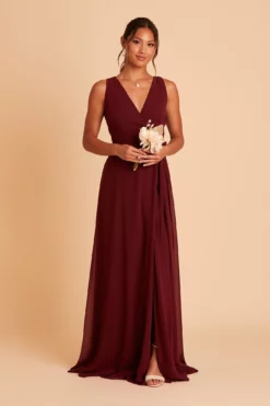 Minae Chiffon Dress - Cabernet -US Skirt Sales 2024 BIRDY GREY MINAE BRIDESMAID DRESS CABERNET 05