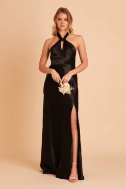 Monica Shiny Satin Dress - Black 15 Monica Shiny Satin Dress - Black -US Skirt Sales 2024 BIRDY GREY MONICA BRIDESMAID DRESS BLACK 01