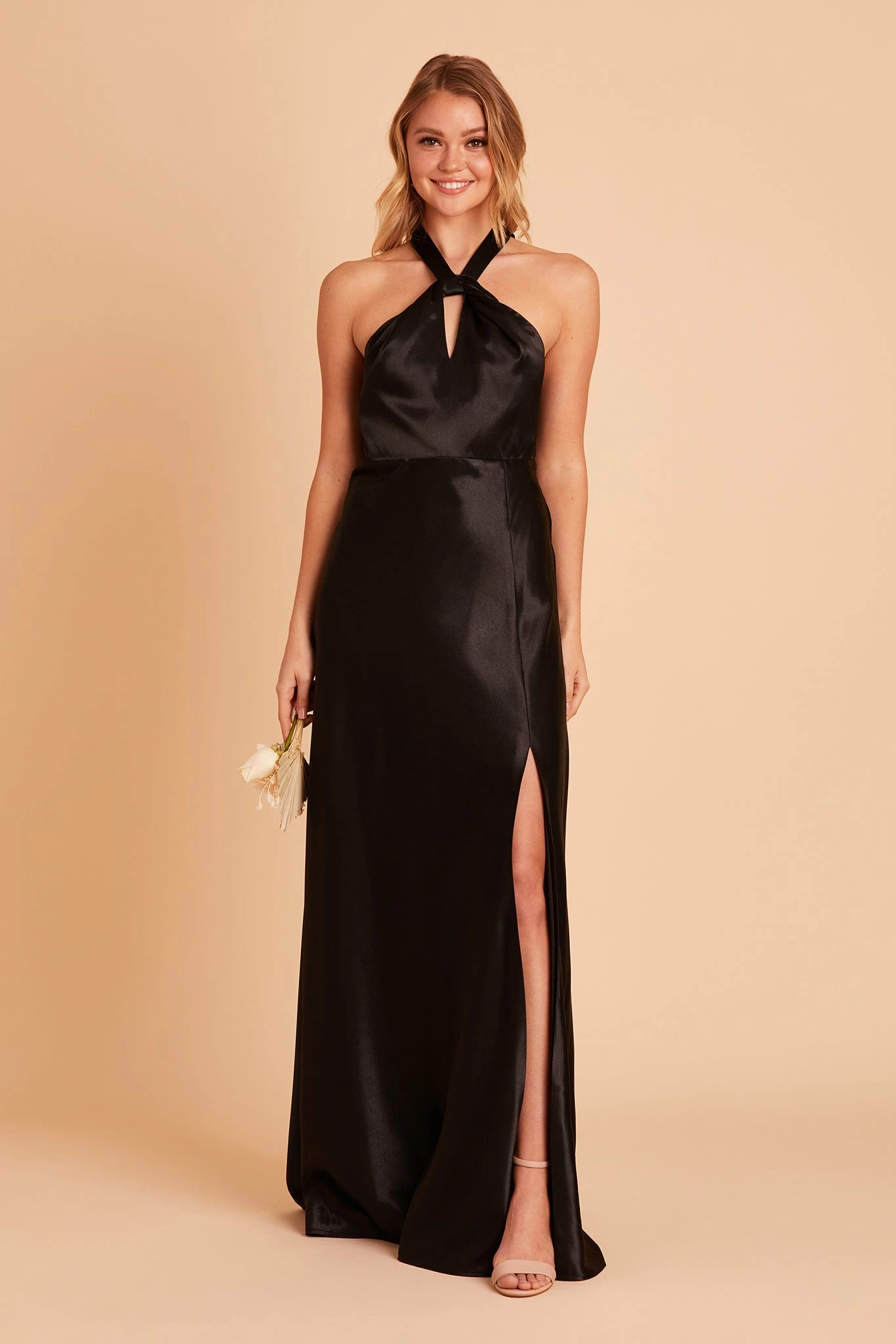 Monica Shiny Satin Dress - Black 1 Monica Shiny Satin Dress - Black