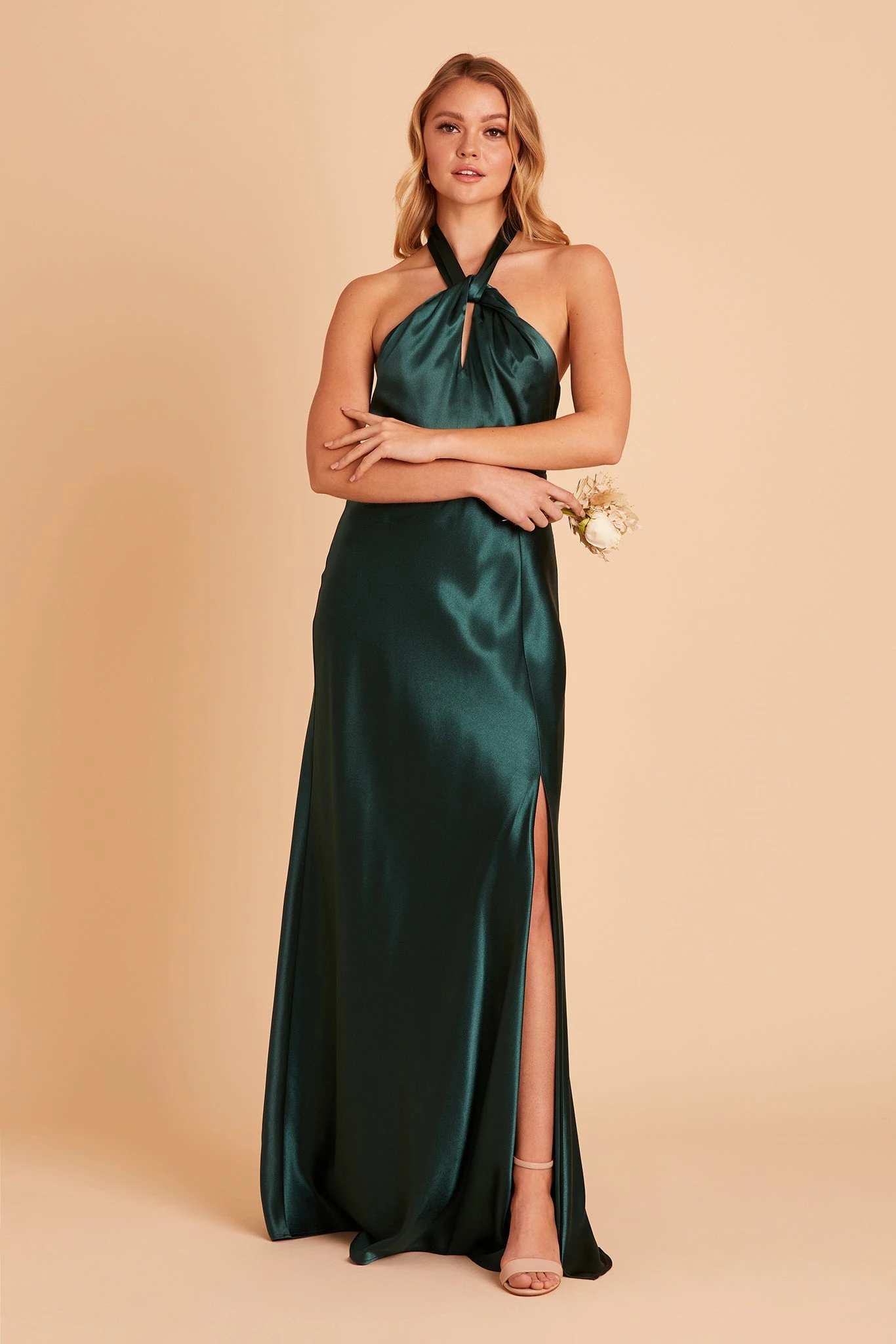 Monica Shiny Satin Dress - Emerald 7 Monica Shiny Satin Dress - Emerald - Image 7