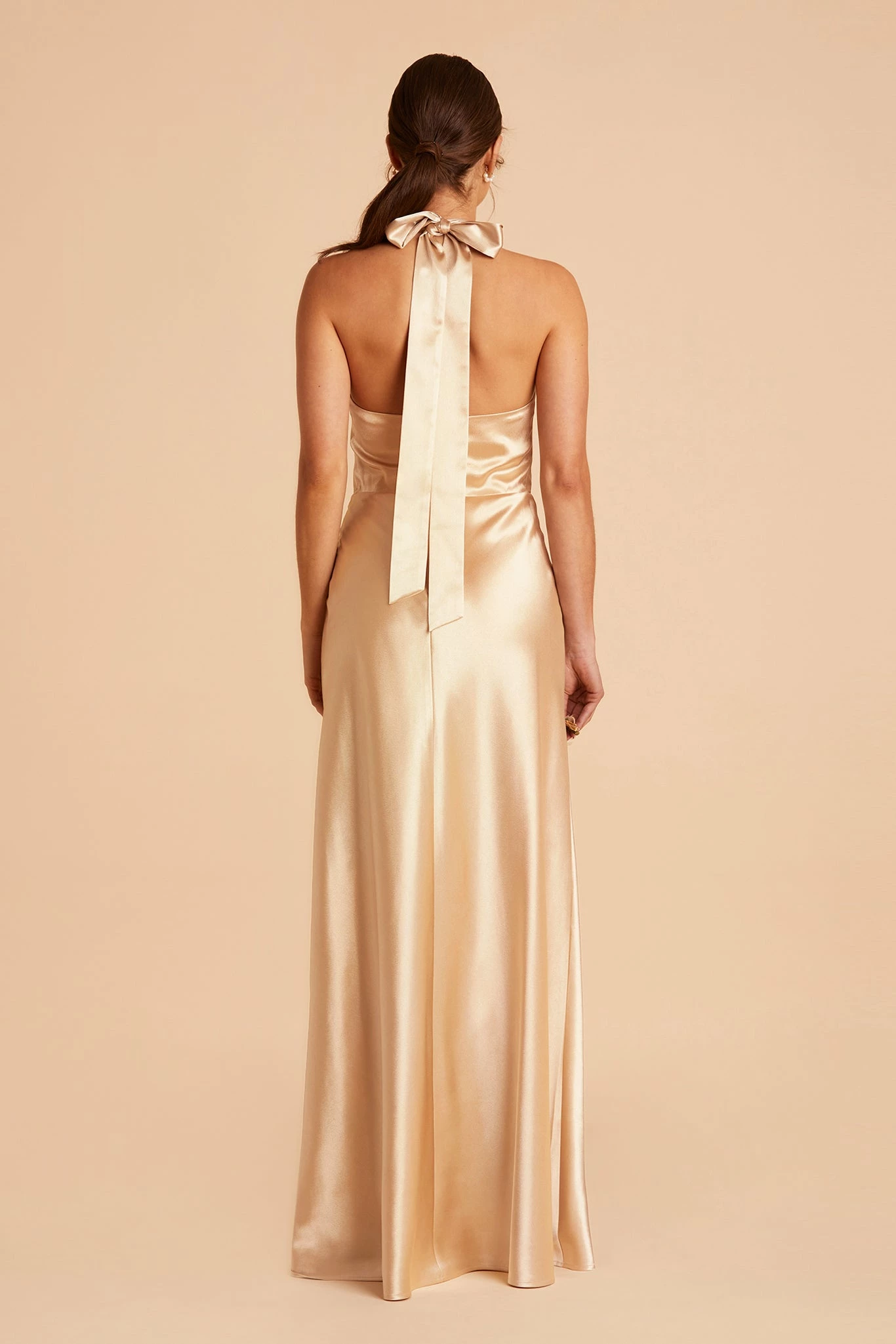 Monica Shiny Satin Dress - Gold 8 Monica Shiny Satin Dress - Gold - Image 8