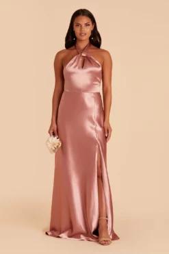 Monica Shiny Satin Dress - Desert Rose -US Skirt Sales 2024 BIRDY GREY MONICA SATIN BRIDESMAID DRESS DESERT ROSE 04