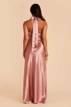 Monica Shiny Satin Dress - Desert Rose -US Skirt Sales 2024 BIRDY GREY MONICA SATIN BRIDESMAID DRESS DESERT ROSE 05