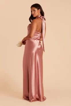 Monica Shiny Satin Dress - Desert Rose -US Skirt Sales 2024 BIRDY GREY MONICA SATIN BRIDESMAID DRESS DESERT ROSE 06