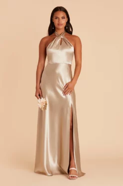 Monica Shiny Satin Dress - Neutral Champagne 11 Monica Shiny Satin Dress - Neutral Champagne -US Skirt Sales 2024 BIRDY GREY MONICA SATIN BRIDESMAID DRESS NEUTRALCHAMPAGNE 01