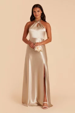 Monica Shiny Satin Dress - Neutral Champagne 12 Monica Shiny Satin Dress - Neutral Champagne -US Skirt Sales 2024 BIRDY GREY MONICA SATIN BRIDESMAID DRESS NEUTRALCHAMPAGNE 03