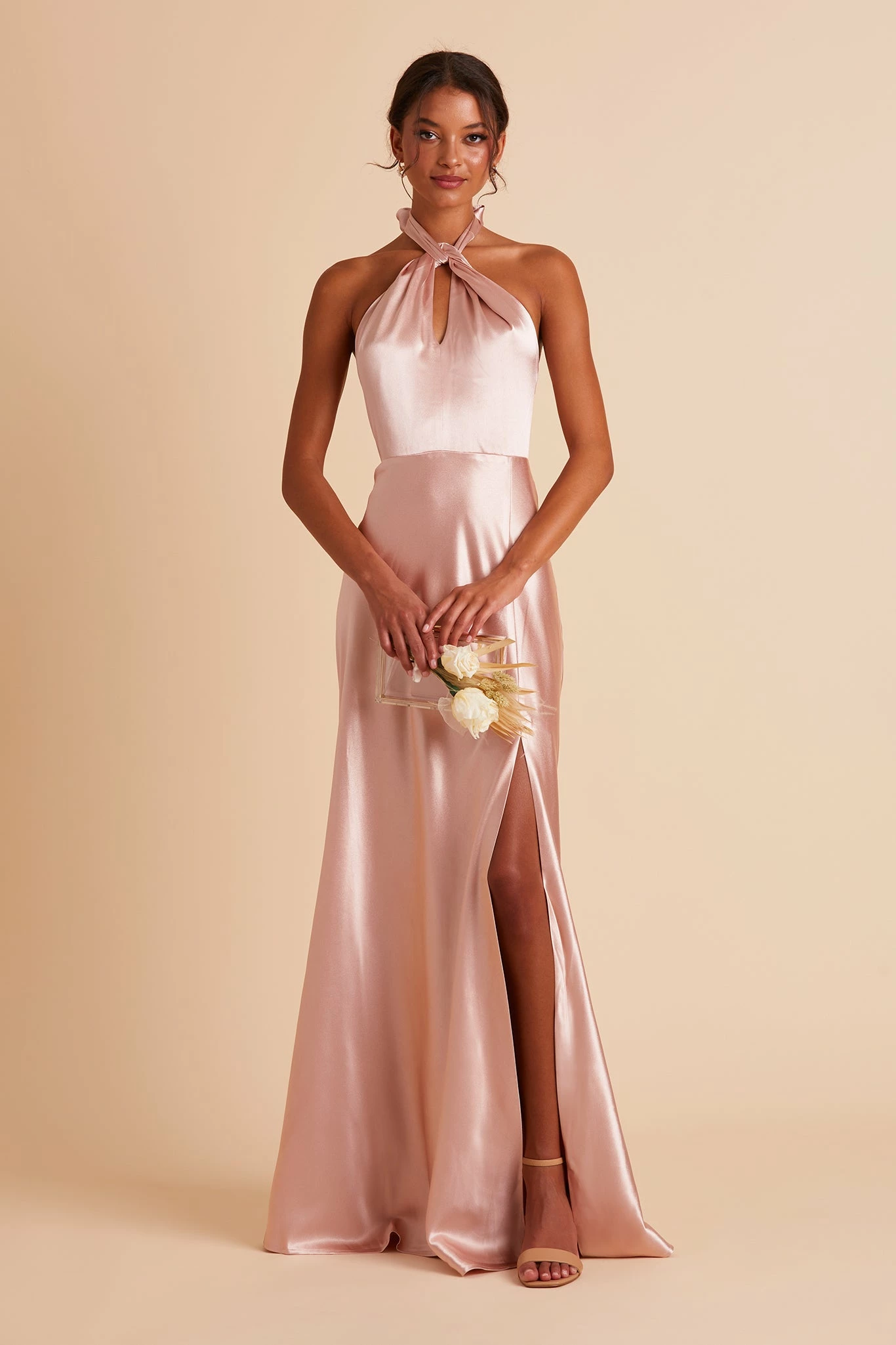 Monica Shiny Satin Dress - Rose Gold 5 Monica Shiny Satin Dress - Rose Gold - Image 5
