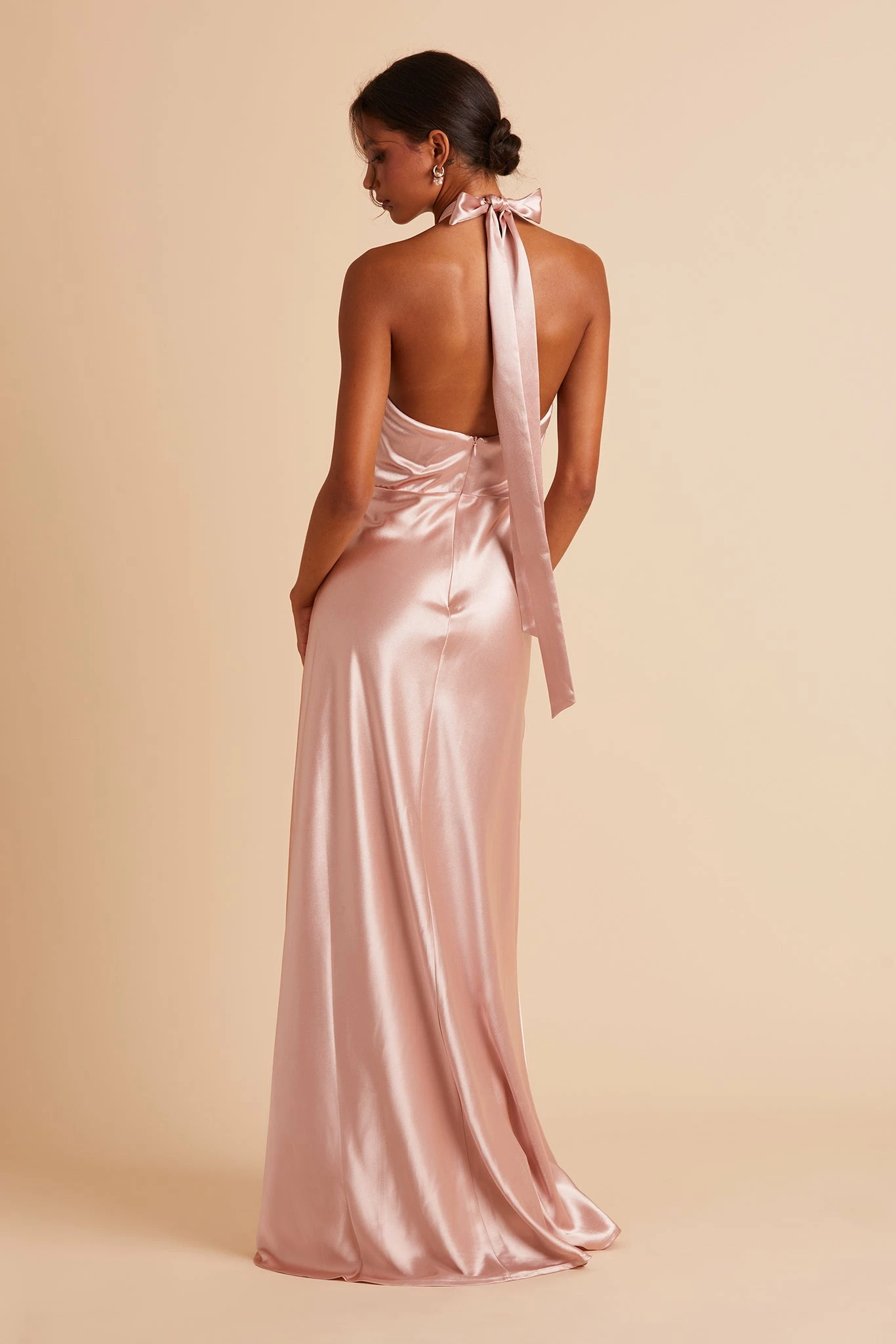 Monica Shiny Satin Dress - Rose Gold 9 Monica Shiny Satin Dress - Rose Gold - Image 9