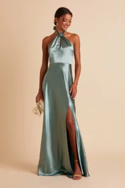 Monica Shiny Satin Dress - Sea Glass -US Skirt Sales 2024 BIRDY GREY MONICA SLIT BRIDESMAID DRESS SEA GLASS 04 93788979 b07c 4db9 8fff 44fe9aa7e63d