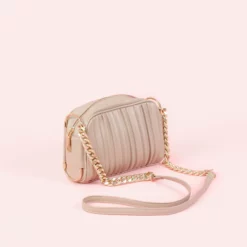 Pleated Crossbody Bag - Taupe