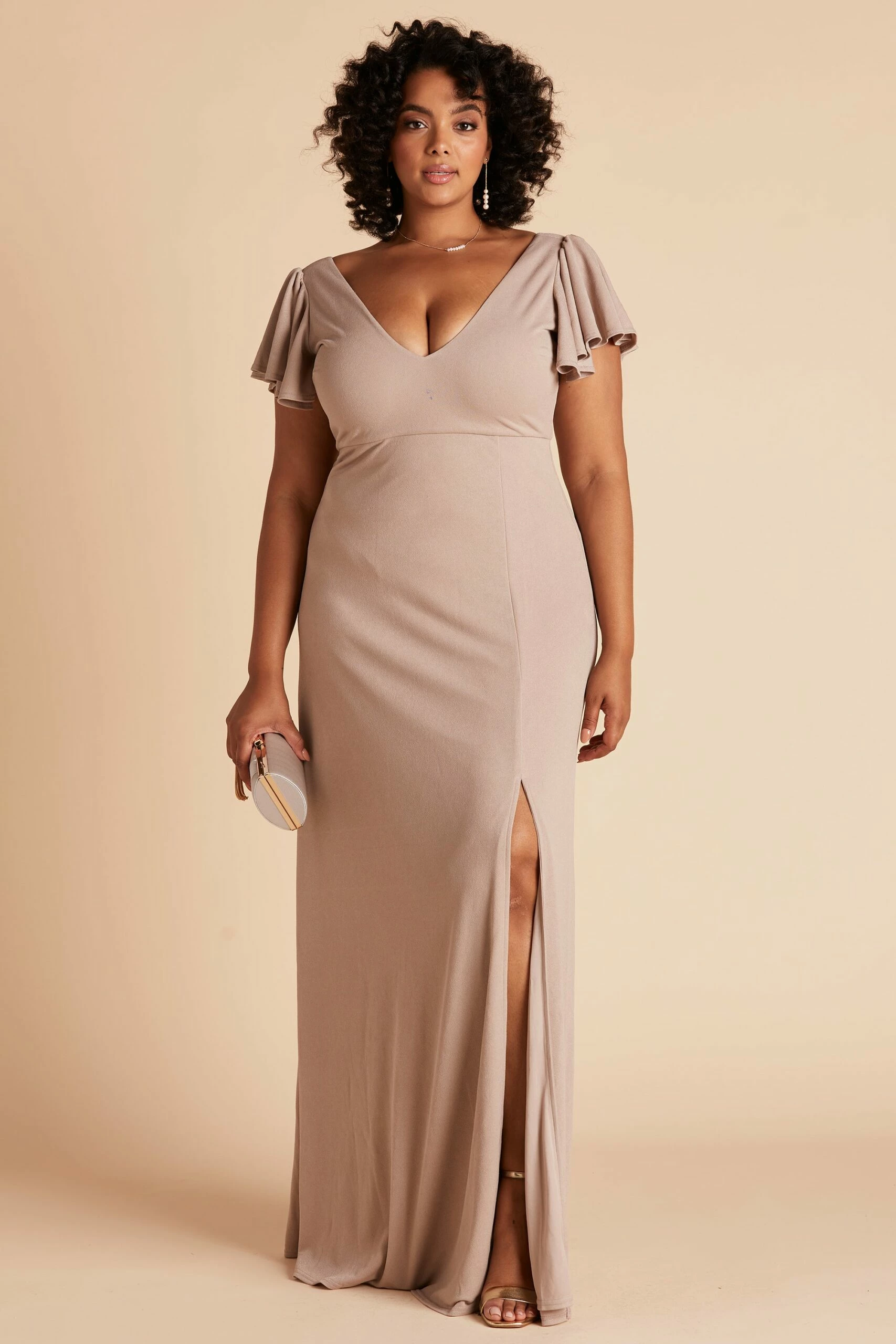 Hannah Crepe Dress - Taupe - Image 4