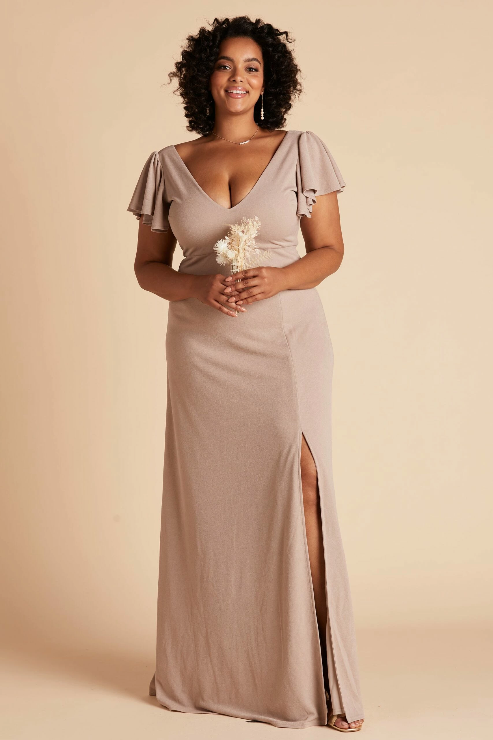 Hannah Crepe Dress - Taupe - Image 3