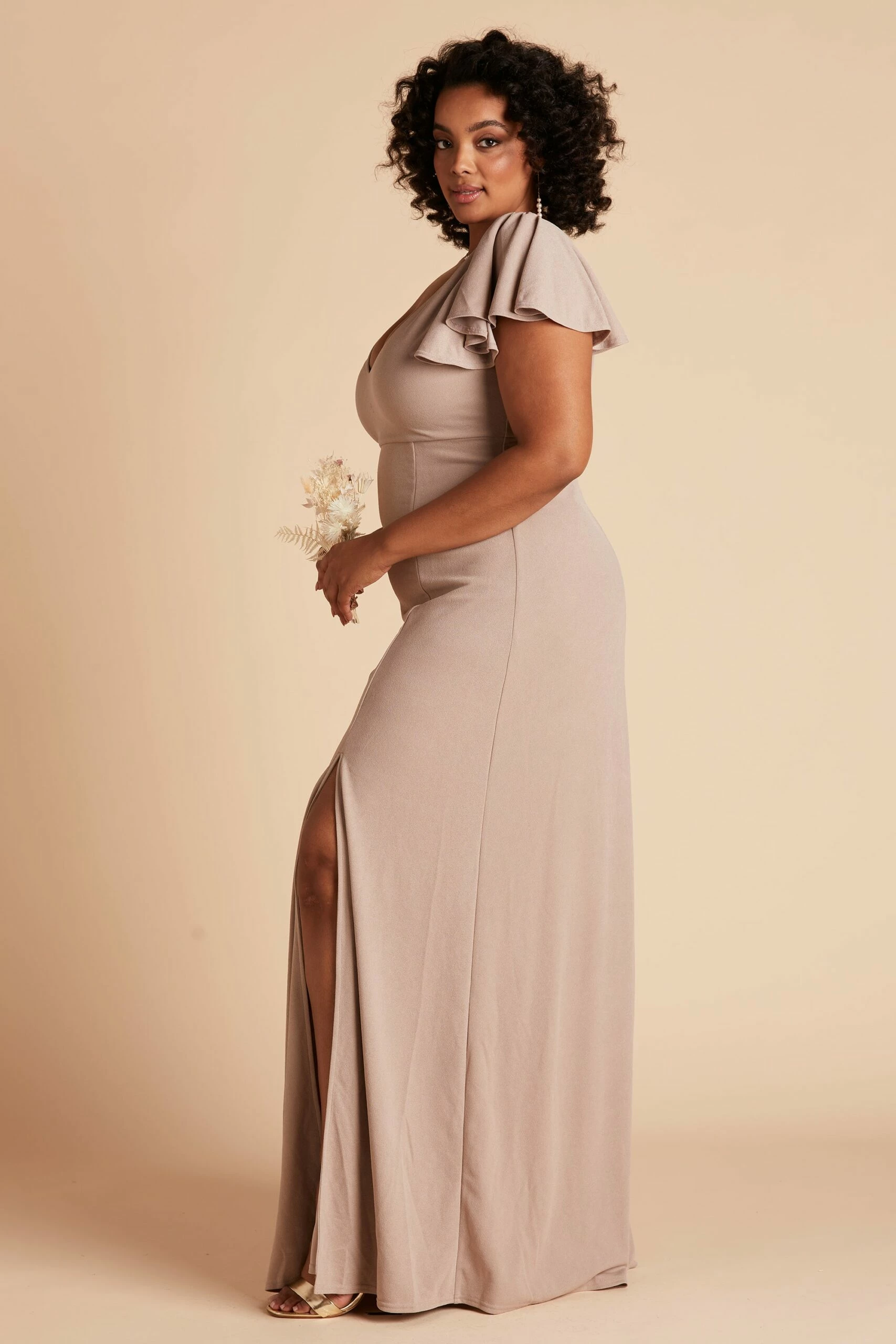 Hannah Crepe Dress - Taupe - Image 2