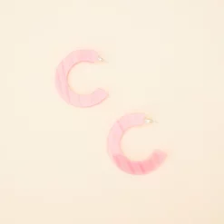 Resin Hoop Earrings - Pink