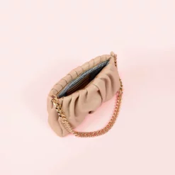 Ruched Handbag - Taupe -US Skirt Sales 2024 BIRDY GREY RUSHED HANDBAG BRIDESMAID BAG TAUPE 02