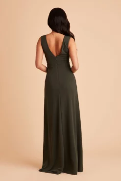 Shamin Crepe Dress - Olive -US Skirt Sales 2024 BIRDY GREY SHAMIN BRIDESMAID DRESS OLIVE 04