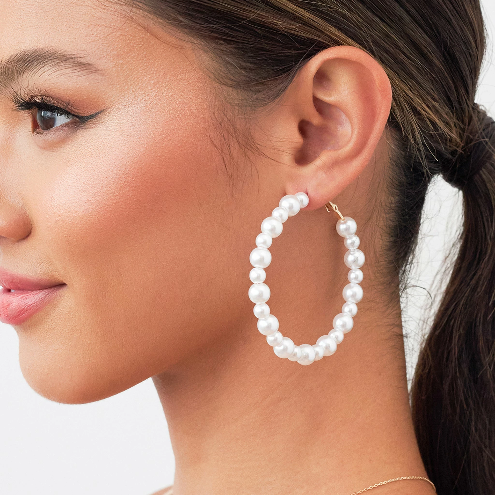 Spokane Pearl Hoops - Large 2 Spokane Pearl Hoops - Large - Image 2