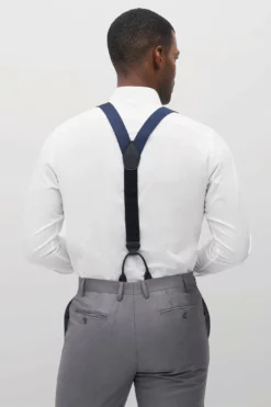 Grosgrain Suspenders By Suitshop - Navy -US Skirt Sales 2024 BIRDY GREY SUITSHOP GROSSGRAIN SUSPENDERS GROOMSMEN NAVY 03