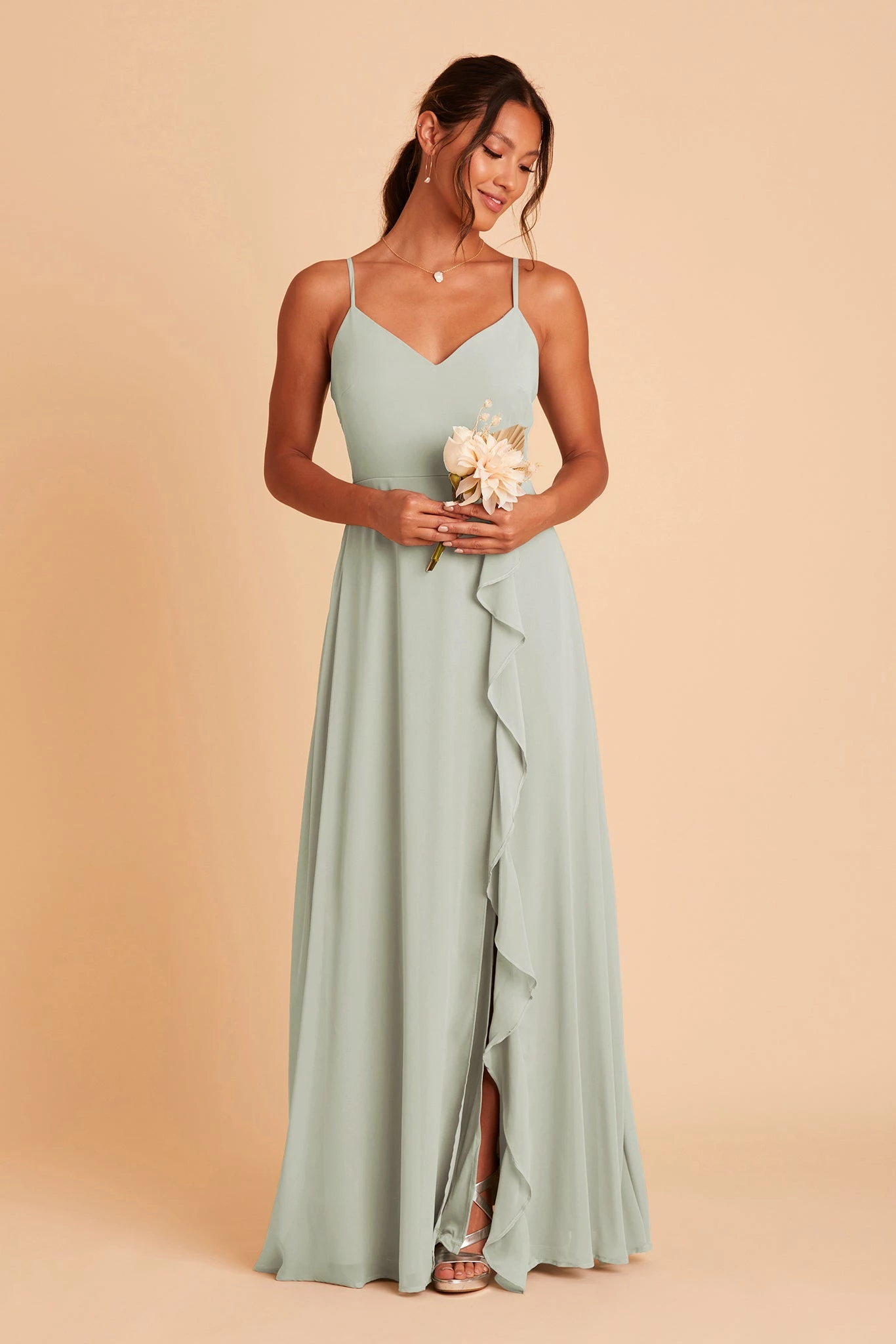 Theresa Chiffon Dress - Sage 8 Theresa Chiffon Dress - Sage - Image 8