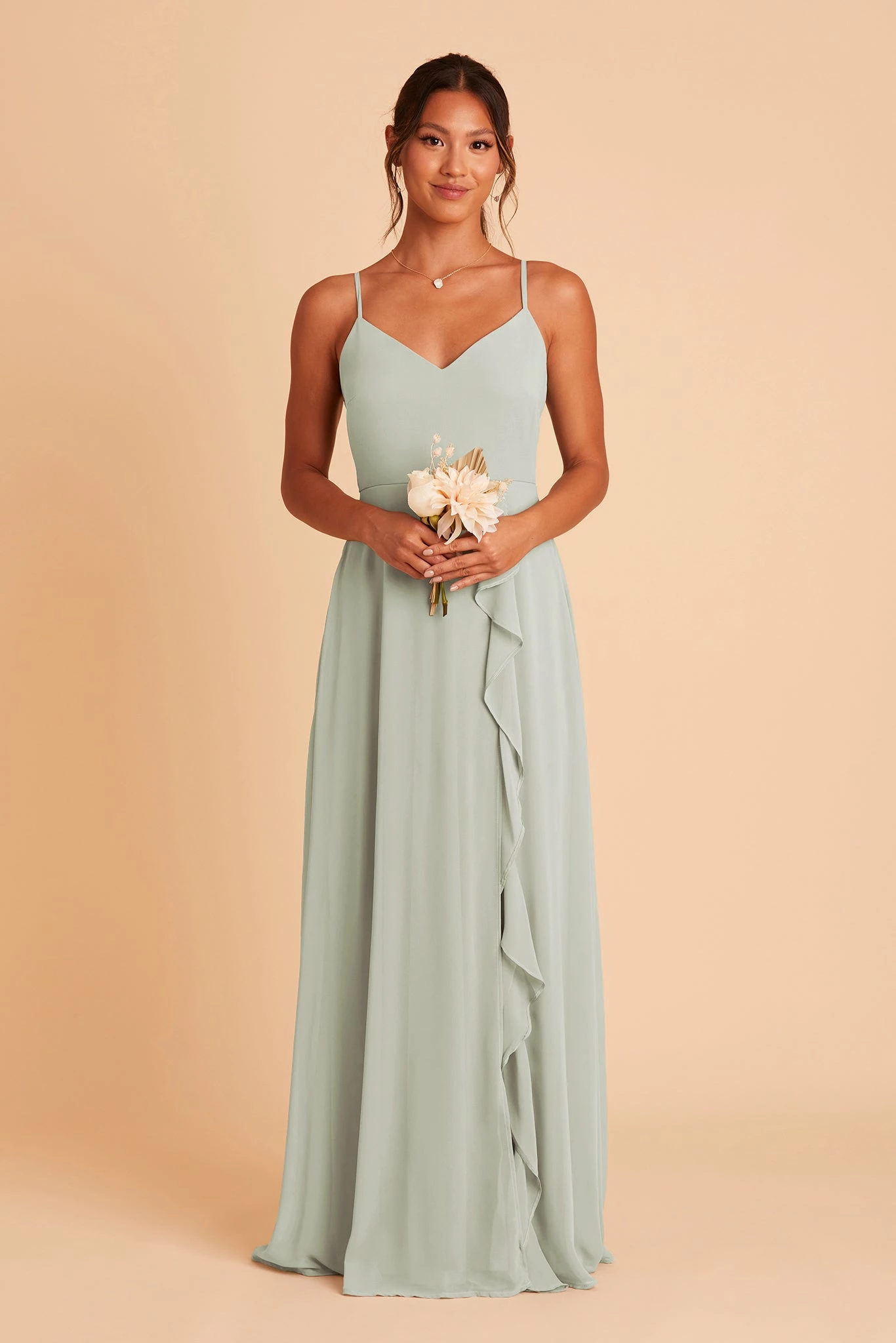 Theresa Chiffon Dress - Sage 1 Theresa Chiffon Dress - Sage