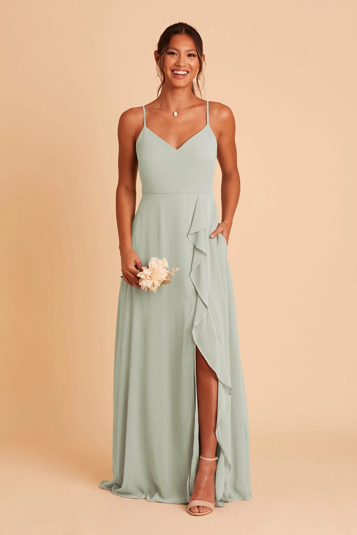 Theresa Chiffon Dress - Sage 9 Theresa Chiffon Dress - Sage - Image 9