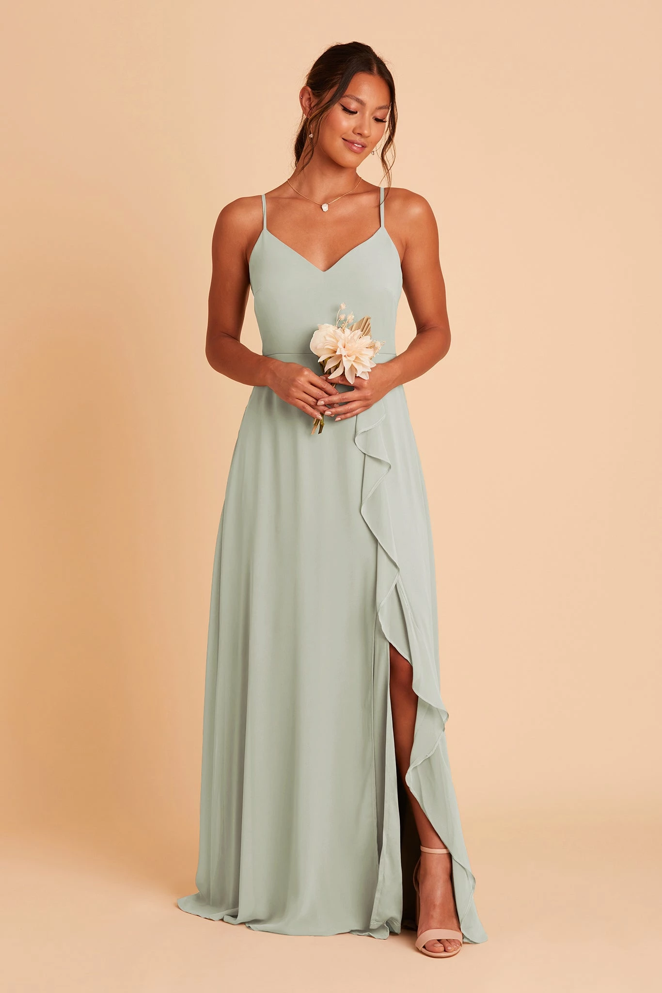 Theresa Chiffon Dress - Sage 5 Theresa Chiffon Dress - Sage - Image 5